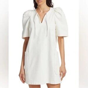 Citizens of Humanity Delilah Puff Sleeved White Denim Dress Sz XS